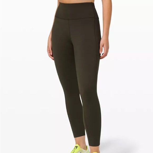 Lululemon Fast & Free Leggings Dark Olive - 25" - Picture 2 of 9